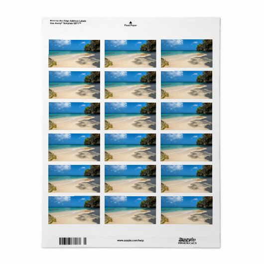 Tropical Tahiti Sandy Island Beach Etiket (Full Sheet)