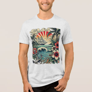 Tropical Tattoo Art Beach Paradise T-shirt