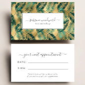Tropical Teal Gold Foliage Pattern Appointment Visitekaartje