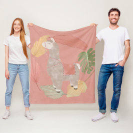 Tropical Terracotta Llama Fleece Deken