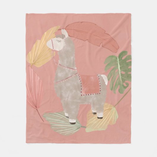 Tropical Terracotta Llama Fleece Deken (Voorkant)
