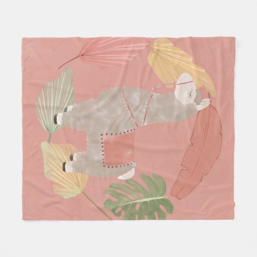 Tropical Terracotta Llama Fleece Deken (Voorkant (Horizontaal))