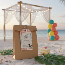 Tropical The Big One Surf Teckel Verjaardag Cadeaulabel