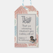 Tropical The Big One Surf Teckel Verjaardag Cadeaulabel (Achterkant)