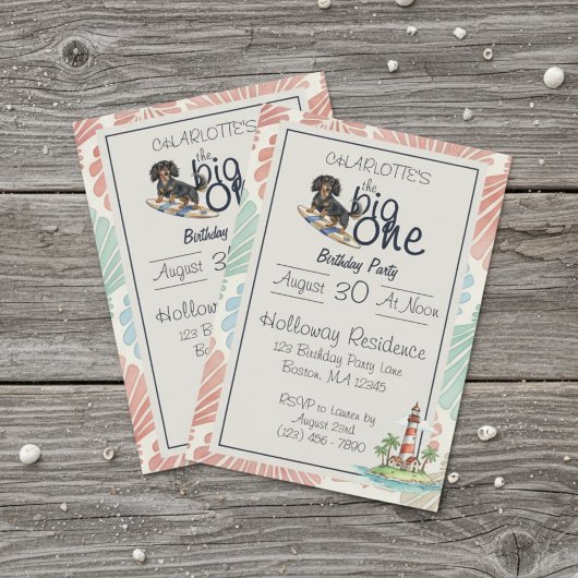 Tropical The Big One Surf Teckel Verjaardag Kaart