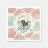 Tropical The Big One Surf Teckel Verjaardag Servet (Voorkant)