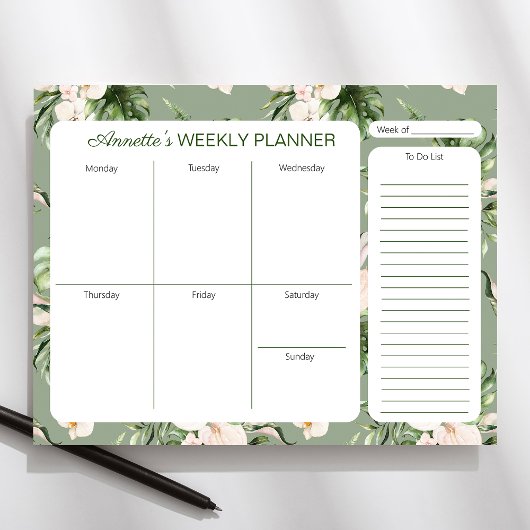 Tropical Thema Gepersonaliseerde Weekly Planner Pa Notitieblok