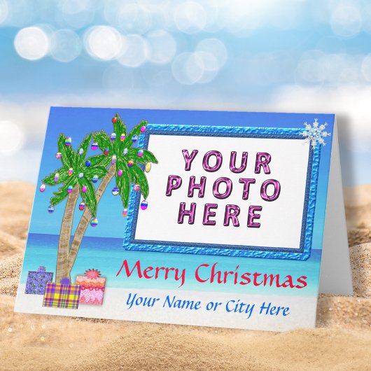 Tropical Thema "Voeg een foto Kerst Kaarten" Feestdagen Kaart