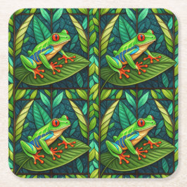 Tropical-themed coasters with vibrant green leaves kartonnen onderzetters