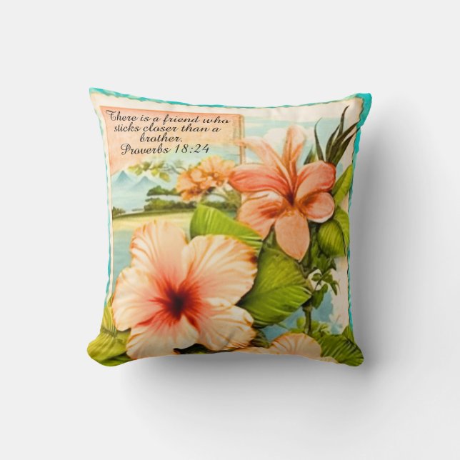 Tropical Throw Pillow Proverbs 18:24 Kussen (Voorkant)