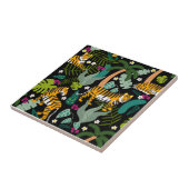 Tropical Tiger Black Botanical Jungle Safari Cats Tegeltje (Zijkant)