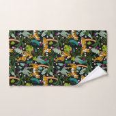 Tropical Tiger Black Botanical Oerwoud Safari Cats Bad Handdoek (Handdoek)