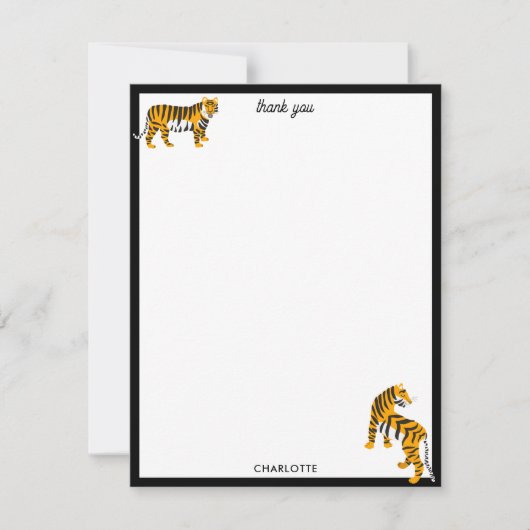 Tropical Tiger Black Botanical Oerwoud Safari Cats Bedankkaart (Voorkant)