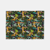 Tropical Tiger Black Botanical Oerwoud Safari Cats Fleece Deken (Voorkant (Horizontaal))