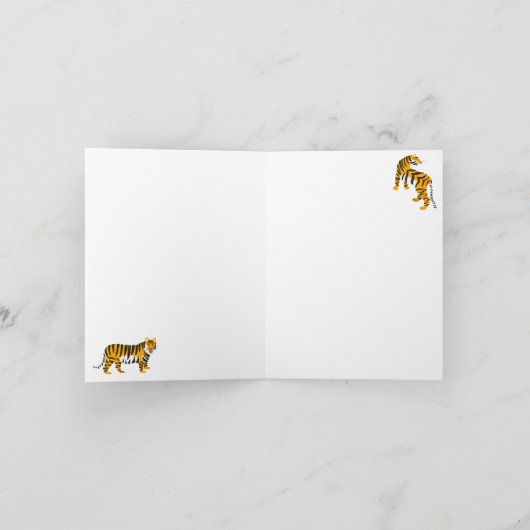 Tropical Tiger Black Botanical Oerwoud Safari Cats Kaart (Binnen)
