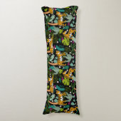 Tropical Tiger Black Botanical Oerwoud Safari Cats Lichaamskussen (Voorkant Verticaal)