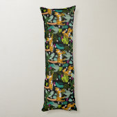 Tropical Tiger Black Botanical Oerwoud Safari Cats Lichaamskussen (Achterkant (Verticaal))