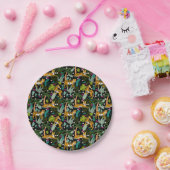 Tropical Tiger Black Botanical Oerwoud Safari Cats Papieren Bordje (Feest)