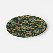 Tropical Tiger Black Botanical Oerwoud Safari Cats Papieren Bordje (Gekanteld)