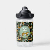 Tropical Tiger Black Botanical Oerwoud Safari Kind Waterfles (Achterkant)