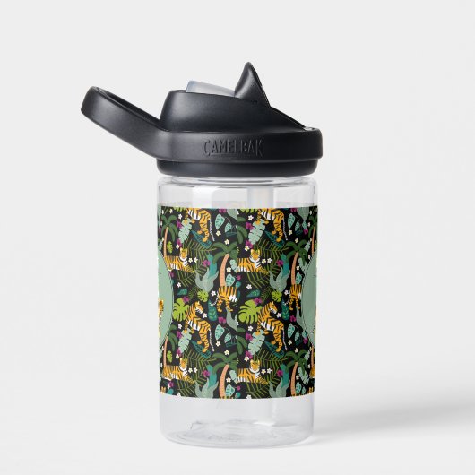 Tropical Tiger Black Botanical Oerwoud Safari Kind Waterfles (Rechts)