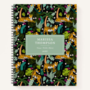 Tropical Tiger Black Botanical Oerwoud Safari Notitieboek