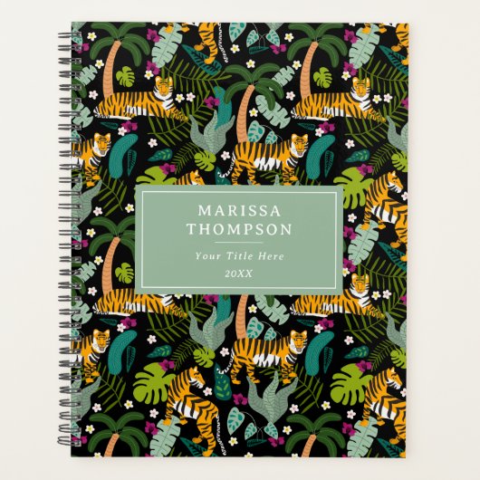 Tropical Tiger Black Botanical Oerwoud Safari Planner (Voorkant)