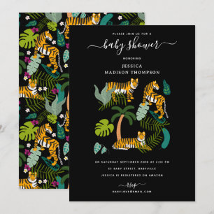 Tropical Tiger Black Oerwoud Safari Baby shower Kaart