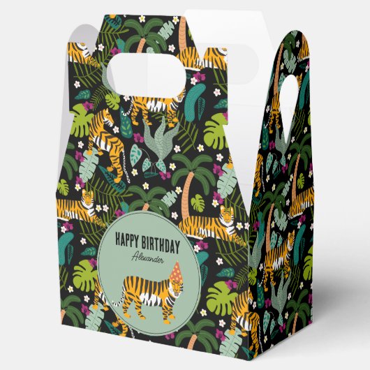 Tropical Tiger Botanical Jungle Safari Birthday Bedankdoosjes (Geopend)