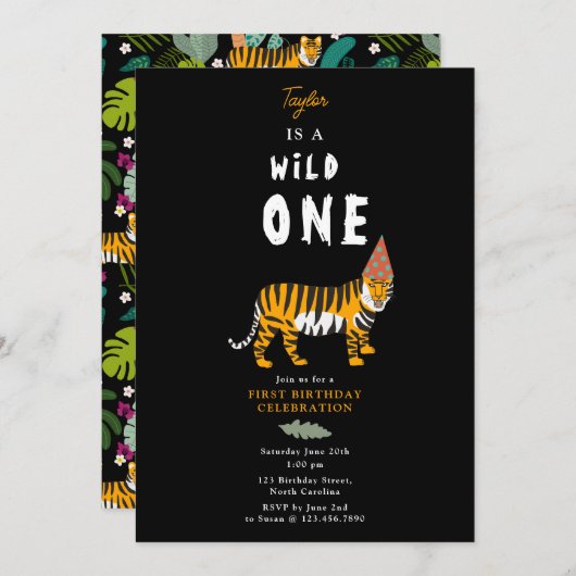 Tropical Tiger Oerwoud Safari Kinder eerste verjaa Kaart (Voorkant / Achterkant)