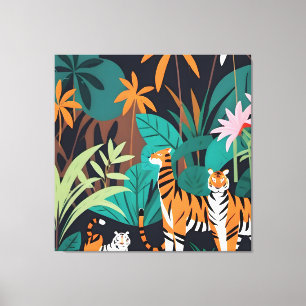 Tropical Tiger Trio Canvas Afdruk