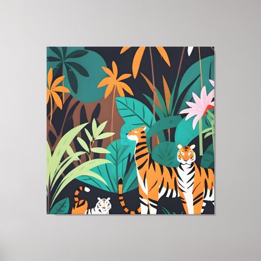 Tropical Tiger Trio Canvas Afdruk (Voorkant)