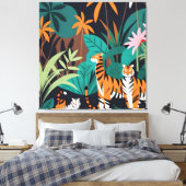 Tropical Tiger Trio Canvas Afdruk (Insitu (Slaapkamer))