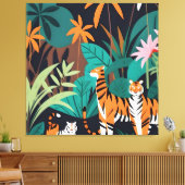 Tropical Tiger Trio Canvas Afdruk (Insitu (Woonkamer))