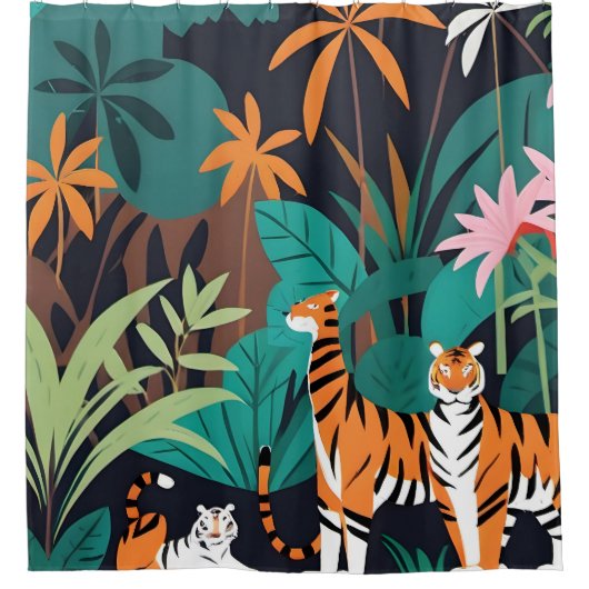 Tropical Tiger Trio Douchegordijn (Voorkant)