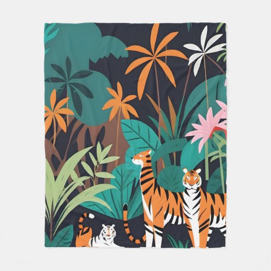 Tropical Tiger Trio Fleece Deken (Voorkant)