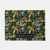 Tropical Tiger Zwarte Oerwoud Safari Katten Deurmat (Voorkant)