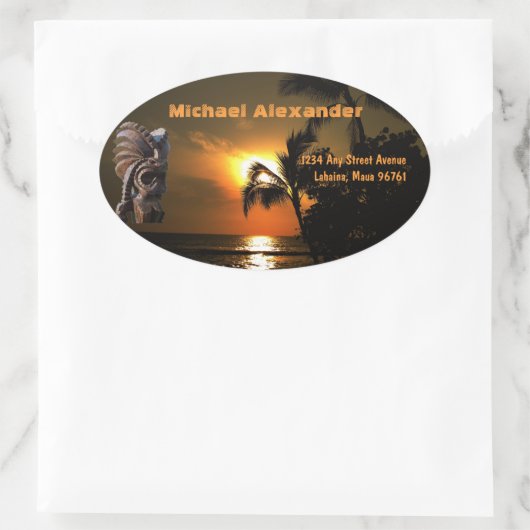 Tropical Tiki adreslabel Ovale Sticker (Tas)