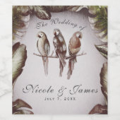  Tropical Tiki Birds Papegaaien Trouwwijn Wijn Etiket (Enkel label)