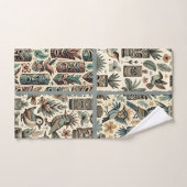 Tropical Tiki Masks en Birds Grey Green Bad Handdoek (Handdoek)