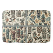 Tropical Tiki Masks en Birds Grey Green Badmat (Voorkant)