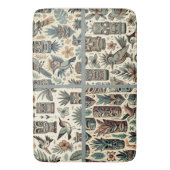 Tropical Tiki Masks en Birds Grey Green Badmat (Voorkant Verticaal)