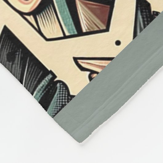 Tropical Tiki Masks en Birds Grey Green Fleece Deken (Hoek)