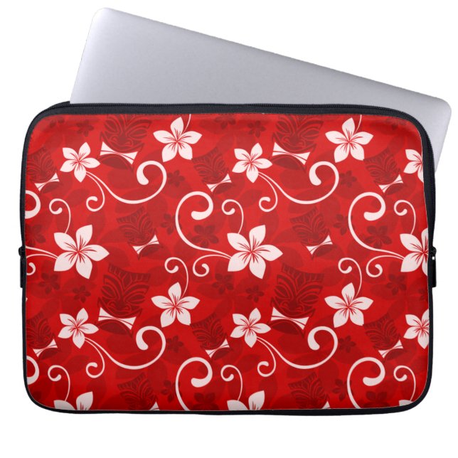 Tropical Tiki Red Laptop Sleeve (Voorkant)