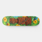 Tropical Tiki Totem Polynesian Theme Banana Leaves Persoonlijk Skateboard (Horizontaal)