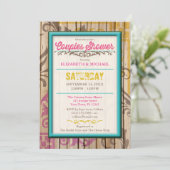 Tropical Tiki Wood Tattoo Couples Shower Invite Kaart (Staand voorkant)