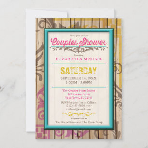 Tropical Tiki Wood Tattoo Couples Shower Invite Kaart