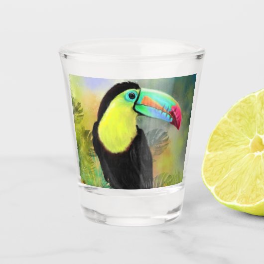 Tropical Toco Toucan Shot Glass Shot Glas (Voorkant)