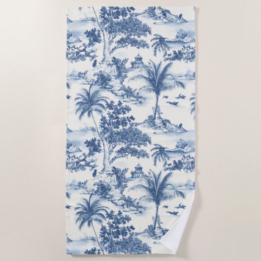 Tropical Toile de Jouy Strandlaken (Voorkant)