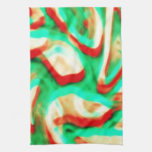 Tropical Tones Waves Abstract Art Kitchen Towel Theedoek (Verticaal)